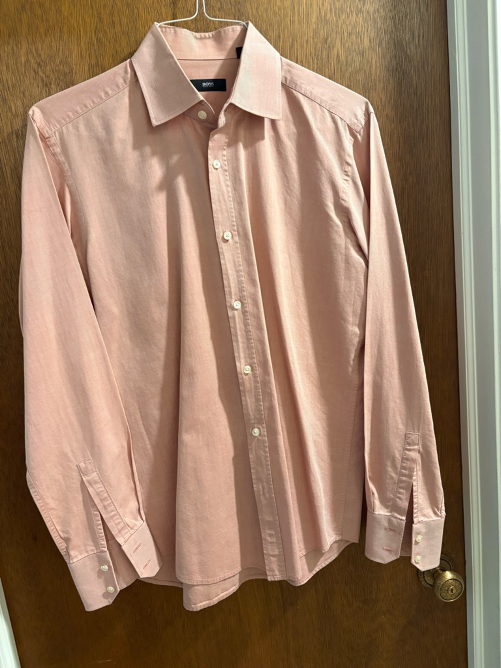 Boss Men's Light Pink Long-Sleeve Dress Shirt